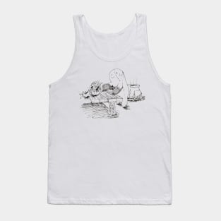 Cutie Meets Dragon Ink Drawing Tank Top